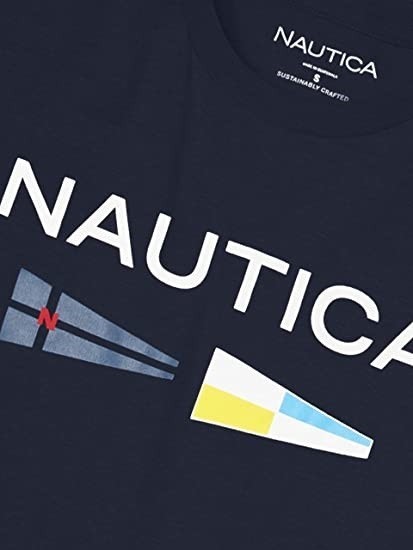 Nautica Mens Sustainably Crafted Logo halfsleeve black TShirt